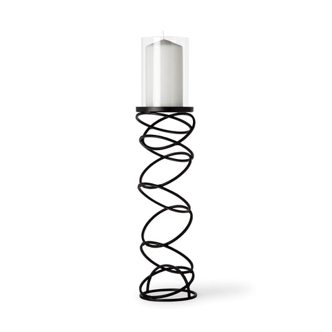 Omega Candle Holder | Omega I Small Black Metal Stacked Ring Table Candle Holder