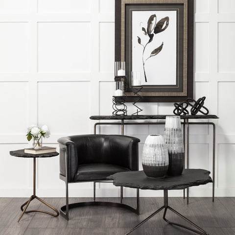 Omega Candle Holder | Omega I Small Black Metal Stacked Ring Table Candle Holder
