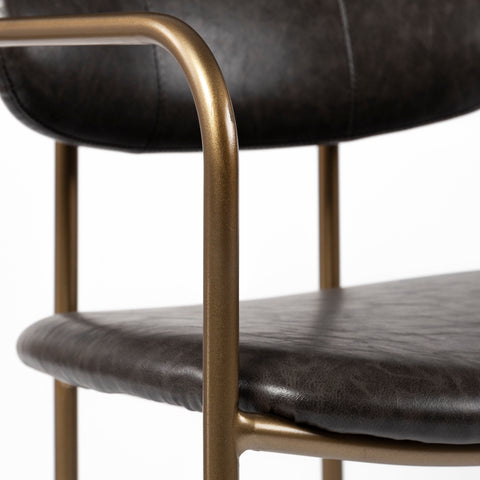 Parker Brown Faux Leather Seat Gold Metal Counter Stool