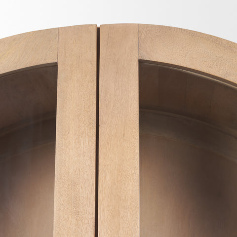 Suri Light Brown Wood W/Glass Doors Arched Curio Cabinet