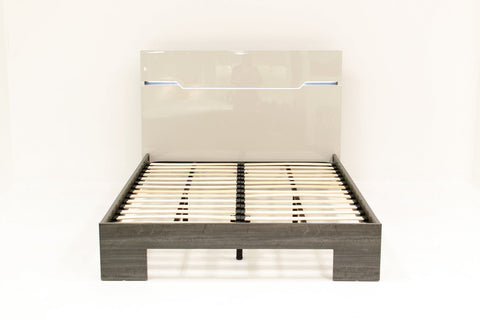 Benson Grey/ Brown Glossy Finish Queen Bed With Storage
