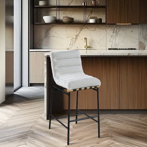 Ryna Boucle Fabric Counter Stool - Cream