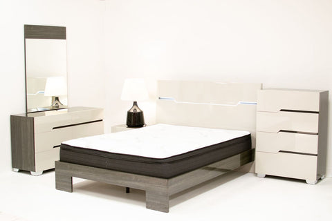 Benson Grey/ Brown Glossy Finish Queen Bed With Storage