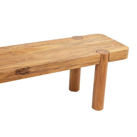 Haini Acacia Wood Round Leg Bench