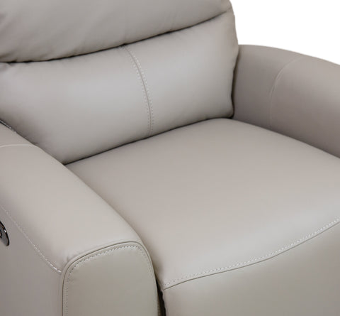 Brooke Leather Power Recliner Chair - Light Grey