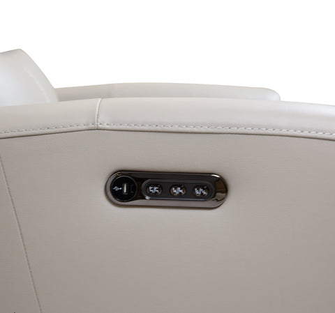 Brooke Leather Power Recliner Chair - Light Grey