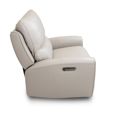 Brooke Leather Power Recliner Chair - Light Grey