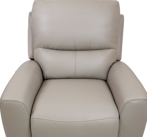 Brooke Leather Power Recliner Chair - Light Grey