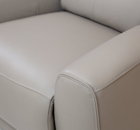 Brooke Leather Power Recliner Chair - Light Grey