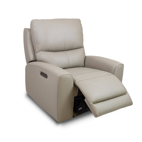 Brooke Leather Power Recliner Chair - Light Grey