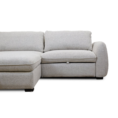 Cassey Pullout Sleeper Sectional with Storage Chaise - Light Grey
