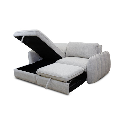 Cassey Pullout Sleeper Sectional with Storage Chaise - Light Grey