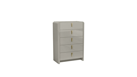 Magnus Glossy Finish Bedroom Chest - Cool Grey