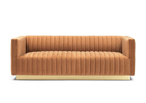 Elba Mid Century Retro Modern Sofa - Velvet Walnut