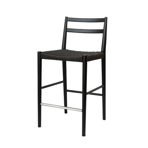 Varis Counter Stool with Back - Black Woven Seat