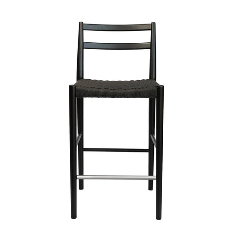 Varis Counter Stool with Back - Black Woven Seat
