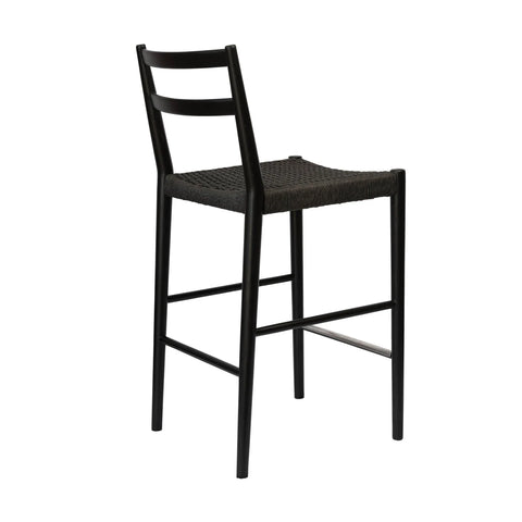 Varis Counter Stool with Back - Black Woven Seat