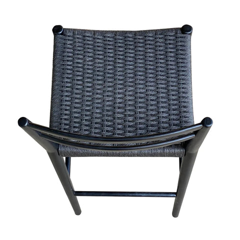 Varis Counter Stool with Back - Black Woven Seat
