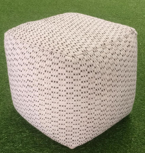 Kimono Pouf - Ivory/Grey