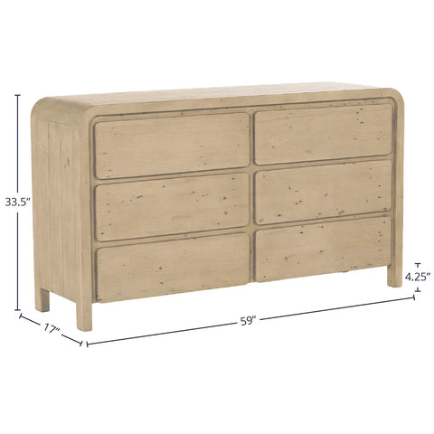 Fremont 6 Drawer Dresser - Scrubbed Teak