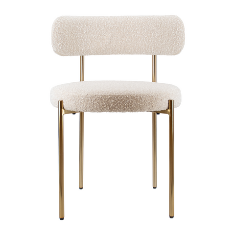 Ronda Boucle Fabric Dining Chair Brushed Brass - Cream