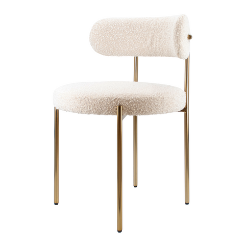 Ronda Boucle Fabric Dining Chair Brushed Brass - Cream