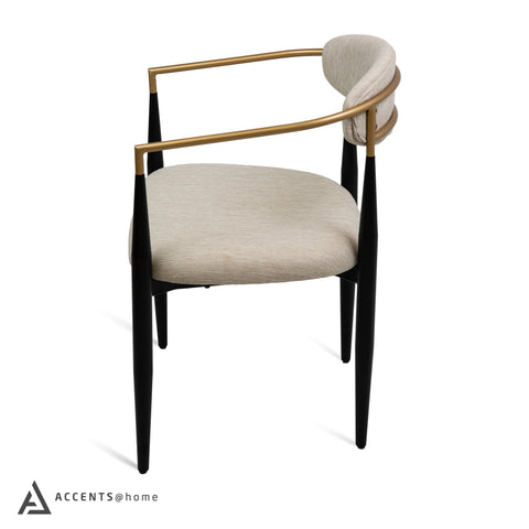 Pilla Dining Chair - Gold Arms - Beige
