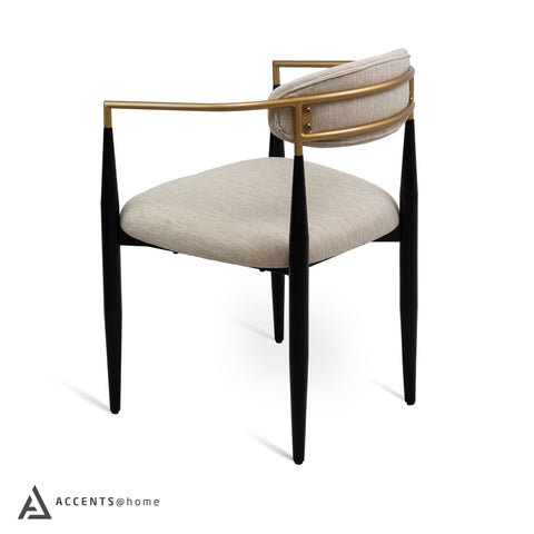 Pilla Dining Chair - Gold Arms - Beige