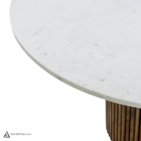 Ellington 44” Wooden Round Dining Table with Marble Top