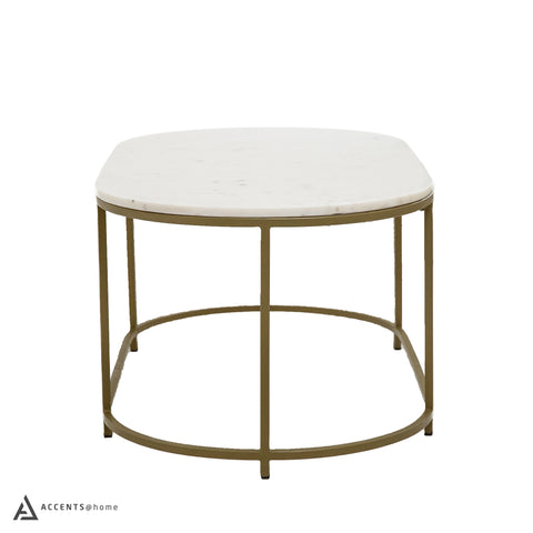 TANE MARBLE & GOLD OVAL COFFEE TABLE