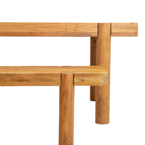 Haini Acacia Wood Round Leg Bench and haini dining table