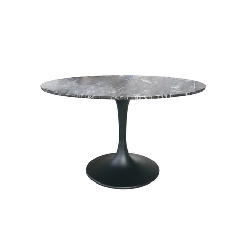 Valencia Round Dining Table - Sleek Matte Black Base