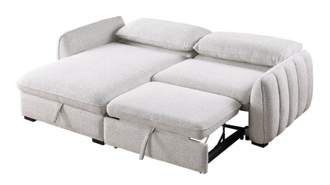 Cassey Pullout Sleeper Sectional with Storage Chaise - Light Grey