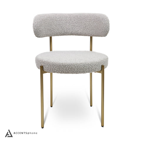 Ronda Boucle Fabric Dining Chair Brushed Brass - Cream