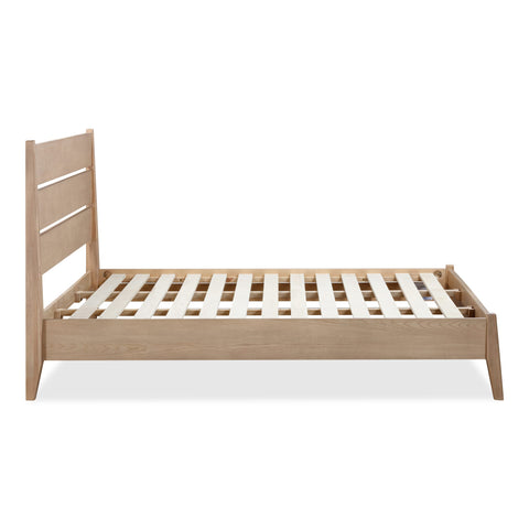 Sumire Slatted Ash Wood Platform Queen Bed in Ginger