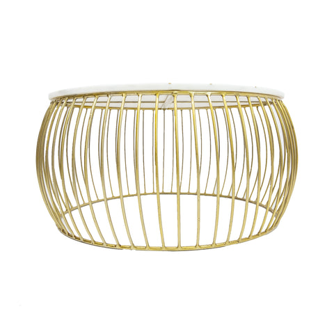 KATYA GOLD ROUND MARBLE COFFEE TABLE WIRE METAL BASE