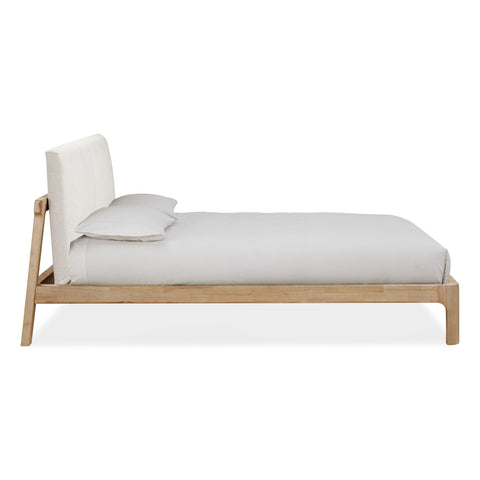 Furano Upholstered Two Cushion Platform Bed in Ginger and Natural Linen