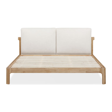 Furano Upholstered Two Cushion Platform Bed in Ginger and Natural Linen