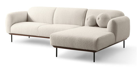 genea sectional boucle fabric white