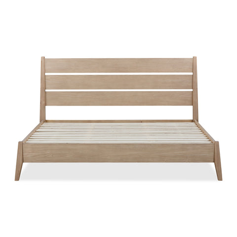 Sumire Slatted Ash Wood Platform Queen Bed in Ginger