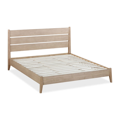 Sumire Slatted Ash Wood Platform Queen Bed in Ginger