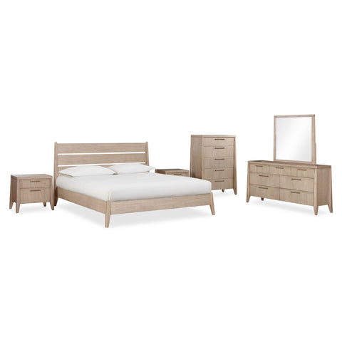 Sumire Slatted Ash Wood Platform Queen Bed in Ginger