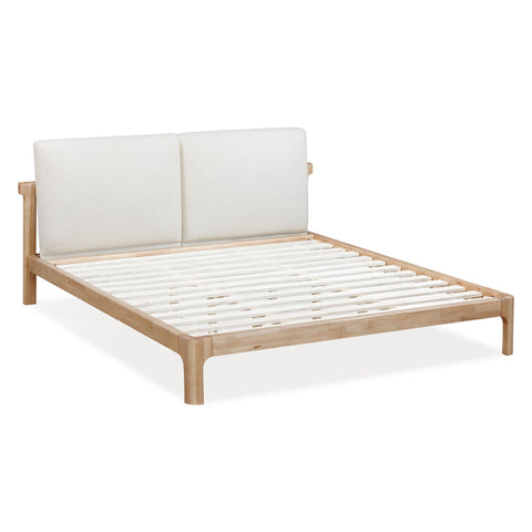 Furano Upholstered Two Cushion Platform Bed in Ginger and Natural Linen