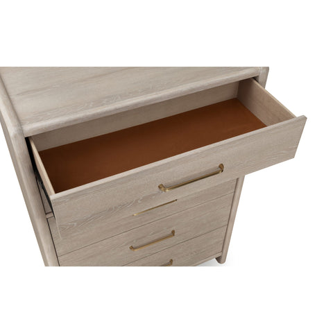 Gardenia Five Drawer Oak Wood Chest in Chai
