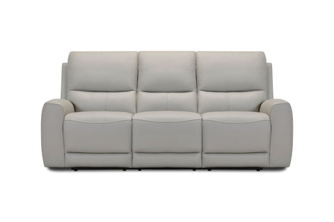 Brooke Leather Power Recliner Sofa - Light Grey