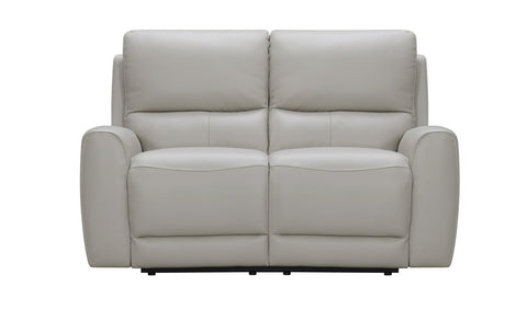 Brooke Leather Power Recliner Loveseat - Light Grey