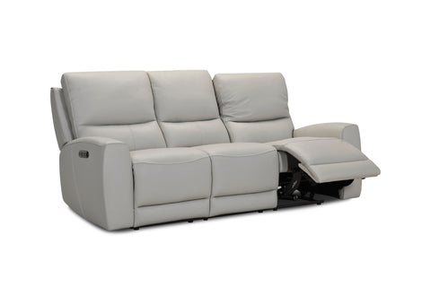 Brooke Leather Power Recliner Sofa - Light Grey