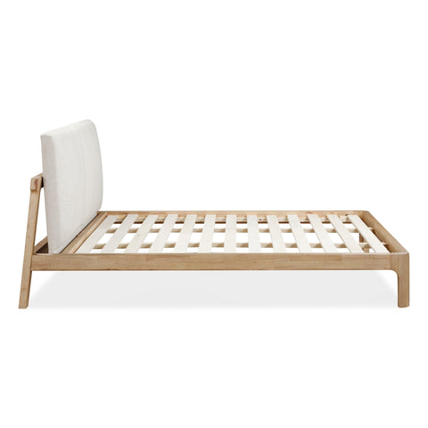 Furano Upholstered Two Cushion Platform Bed in Ginger and Natural Linen