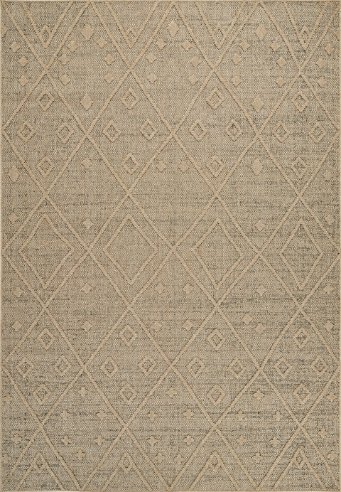 Utopia Beige Geometric Worn-Look Area Rug