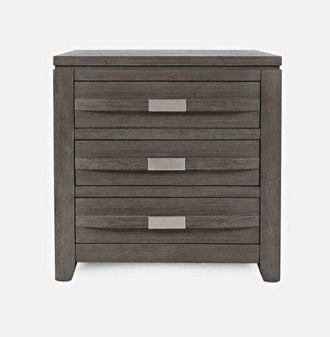 vendor-unknown Bed Room Altamonte 3 Drawer Power Nightstand - Brushed Grey (5349866995865)